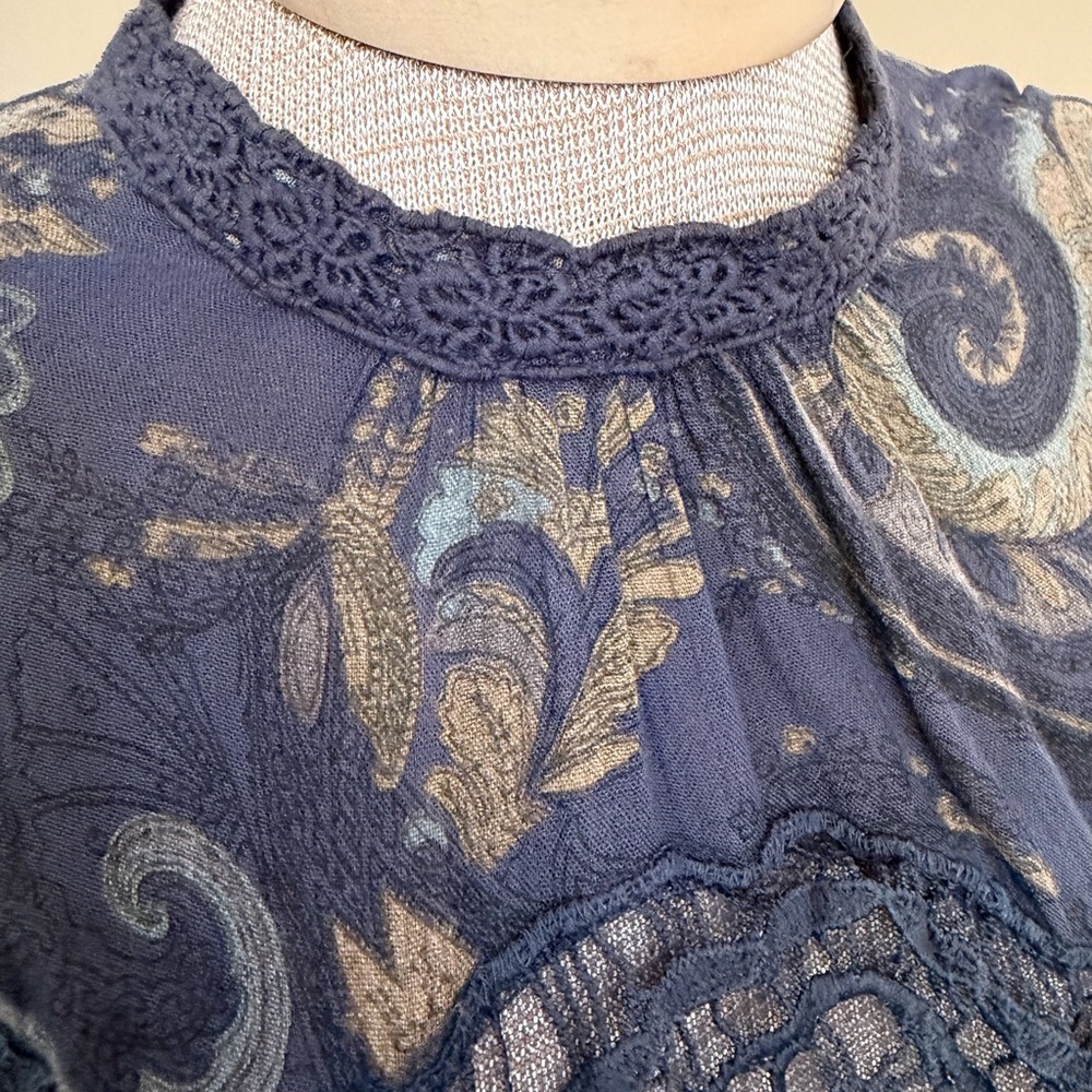 Free People Sweet Thing Printed Babydoll Tunic Dress – Midnight Combo - Picture 11 of 16